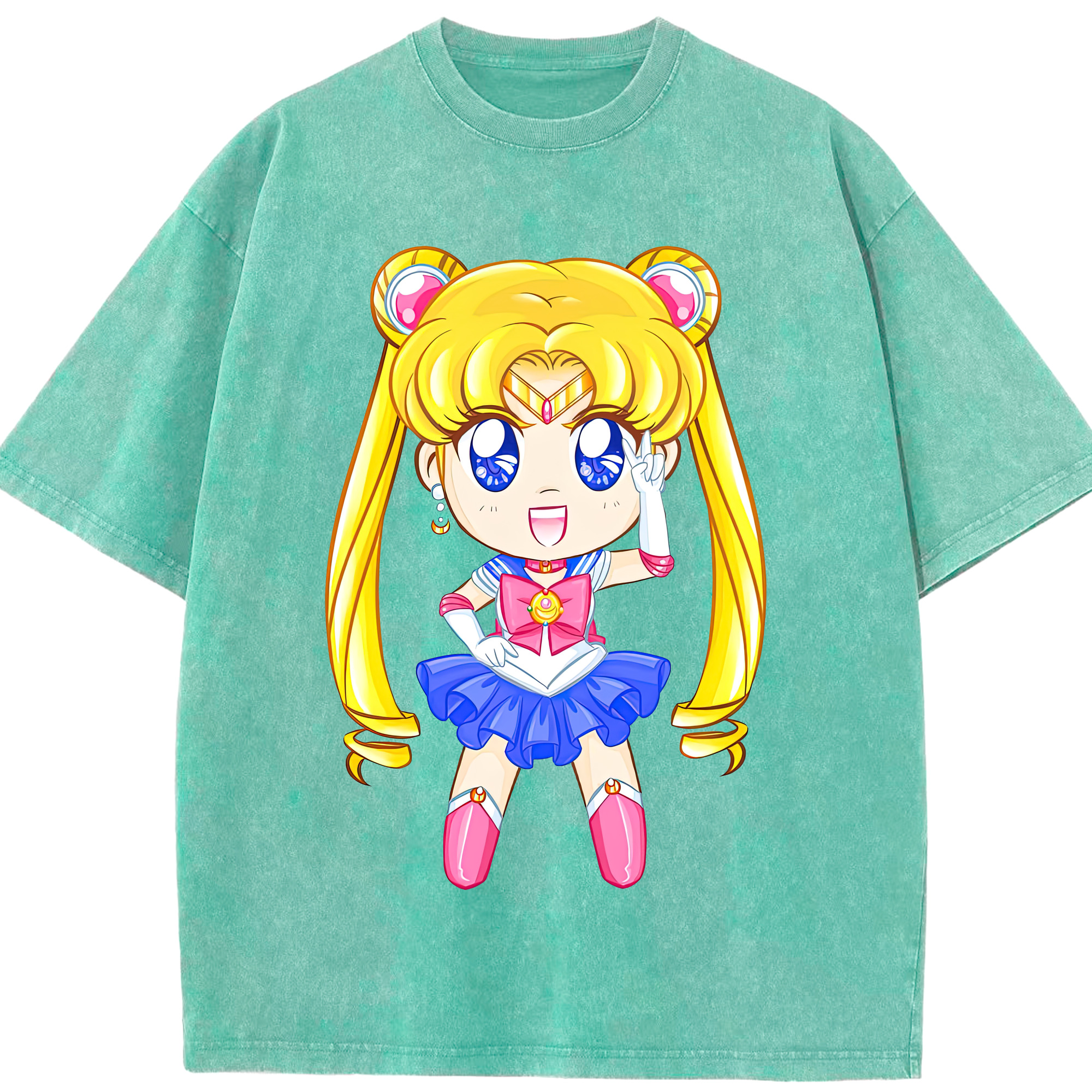（画像用） 美少女戦士セーラームーン 月野 うさぎ つきの うさぎ Sailor Moon Tsukino Usagi 綿100% ヴィンテージ風 半袖Tシャツ（フロントプリント）